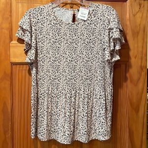 Cream and Black Blouse